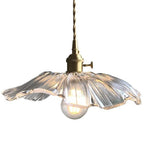 E27 Lotus Leaf Glass Gold Copper Modern Nordic Pendant Lights Hanging Lamp Kitchen Island Lamp Flower Ceiling Lamp Living Room Pendant Lamp