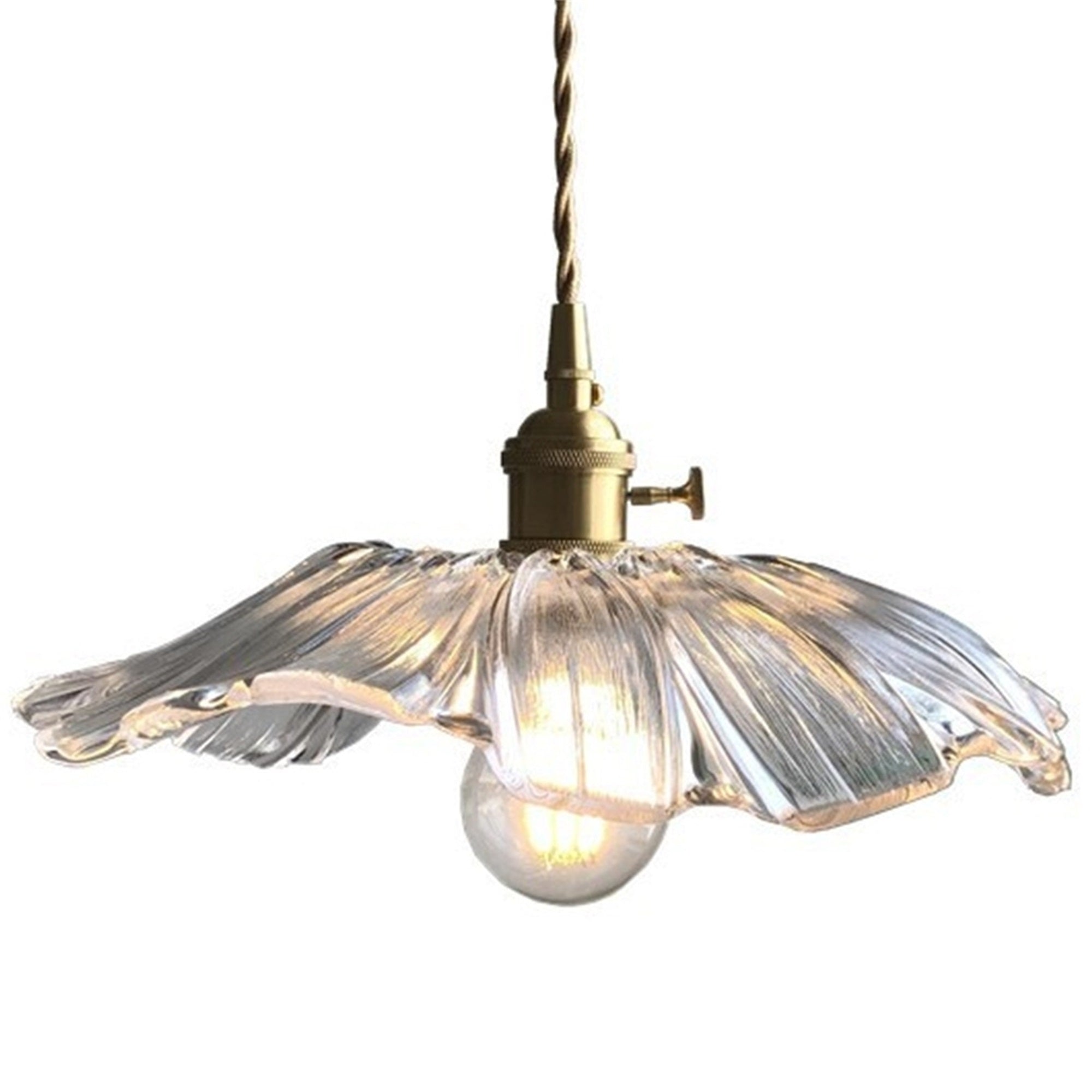 E27 Lotus Leaf Glass Gold Copper Modern Nordic Pendant Lights Hanging Lamp Kitchen Island Lamp Flower Ceiling Lamp Living Room Pendant Lamp
