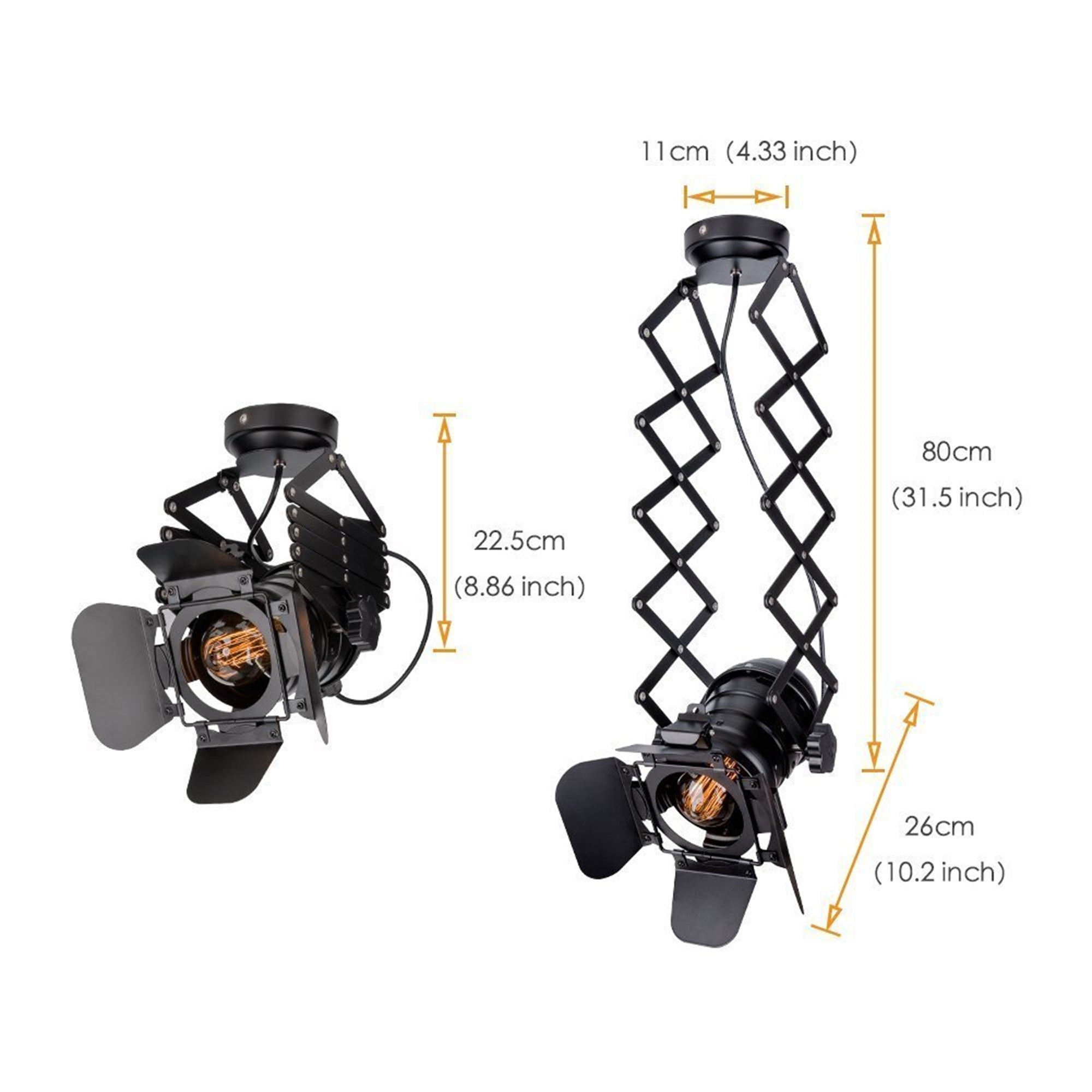 Telescopic Loft Industrial Iron Spotlight Vintage Ceiling Lights LED Shop Light Track Light