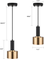 E26 Pendant Light Fixture - Modern Gold & Black Hanging Light for Kitchen Island, Dining Room, Bedroom, Living Room - Adjustable Nordic Style Chandelier