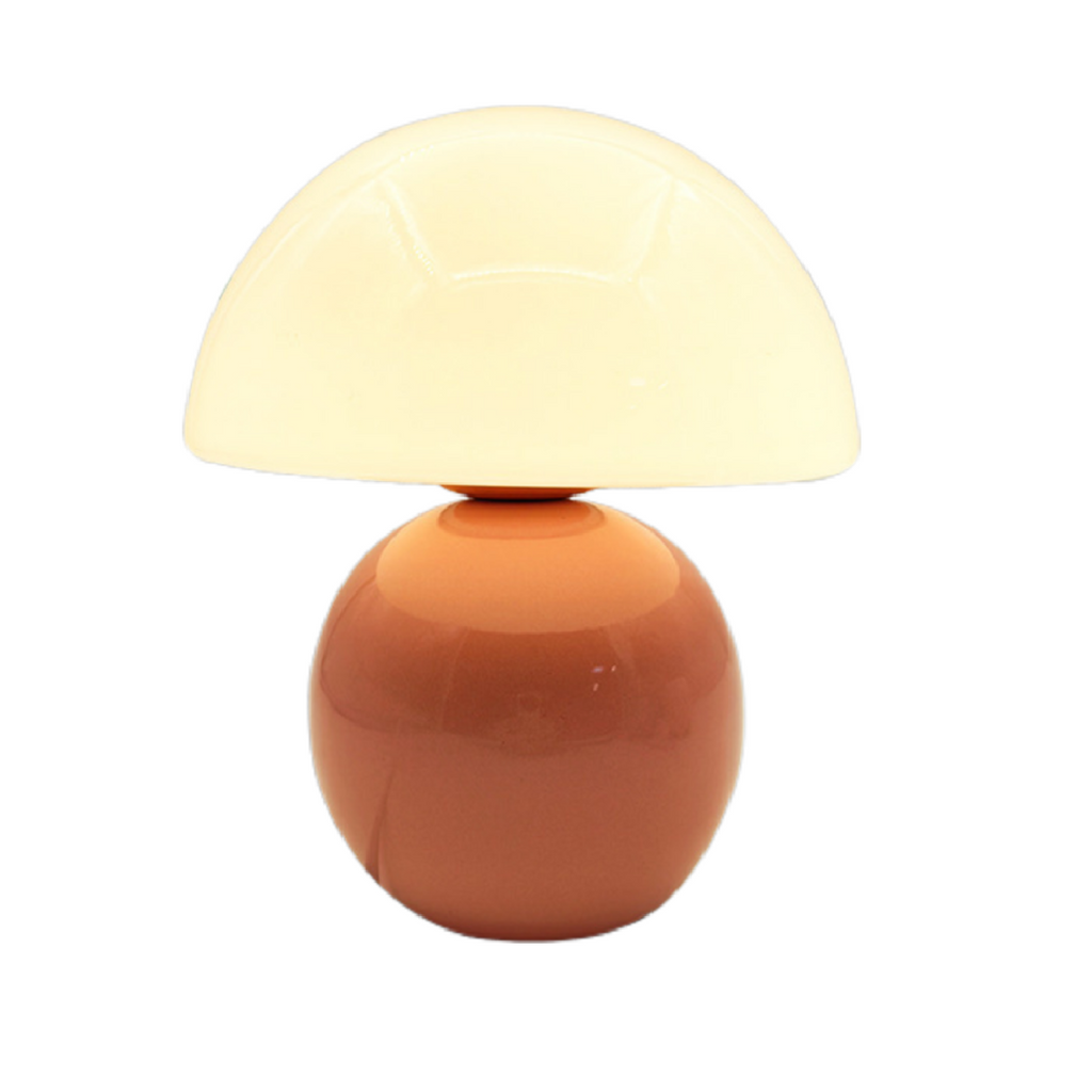 Cream Aesthetic Table Lamps with USB Dimmable 3-Color Modes, H21CM D19CM Pink Ceramic Mushroom Dome Shade Bedside Lamp for Bedroom Living Room House Home Office