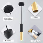 GU10 Dia 6CM L30CM Black Gold Kitchen Island Pendant Light Adjustable Height Mini Modern Black Hang Lamp for Dining Room, Bar, Coffee, Shop, Farmhouse