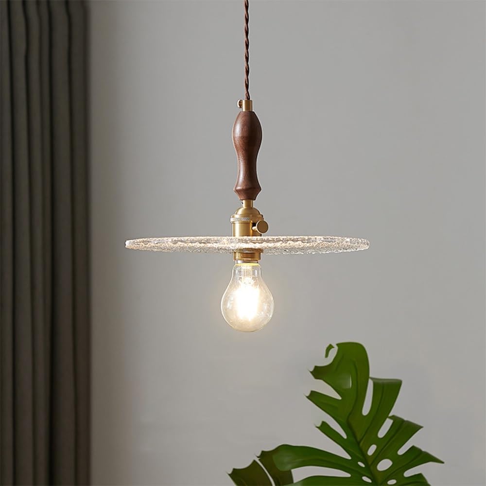 Nordic Japanese Pendant Lights E27 Glass Lampshade Creative Retro Restaurant Bar Kitchen Island Walnut Chandelier Adjustable 20cm Ceiling Hanging Lights