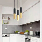 GU10 Dia 6CM L30CM Black Gold Kitchen Island Pendant Light Adjustable Height Mini Modern Black Hang Lamp for Dining Room, Bar, Coffee, Shop, Farmhouse