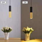 GU10 Dia 6CM L30CM Black Gold Kitchen Island Pendant Light Adjustable Height Mini Modern Black Hang Lamp for Dining Room, Bar, Coffee, Shop, Farmhouse