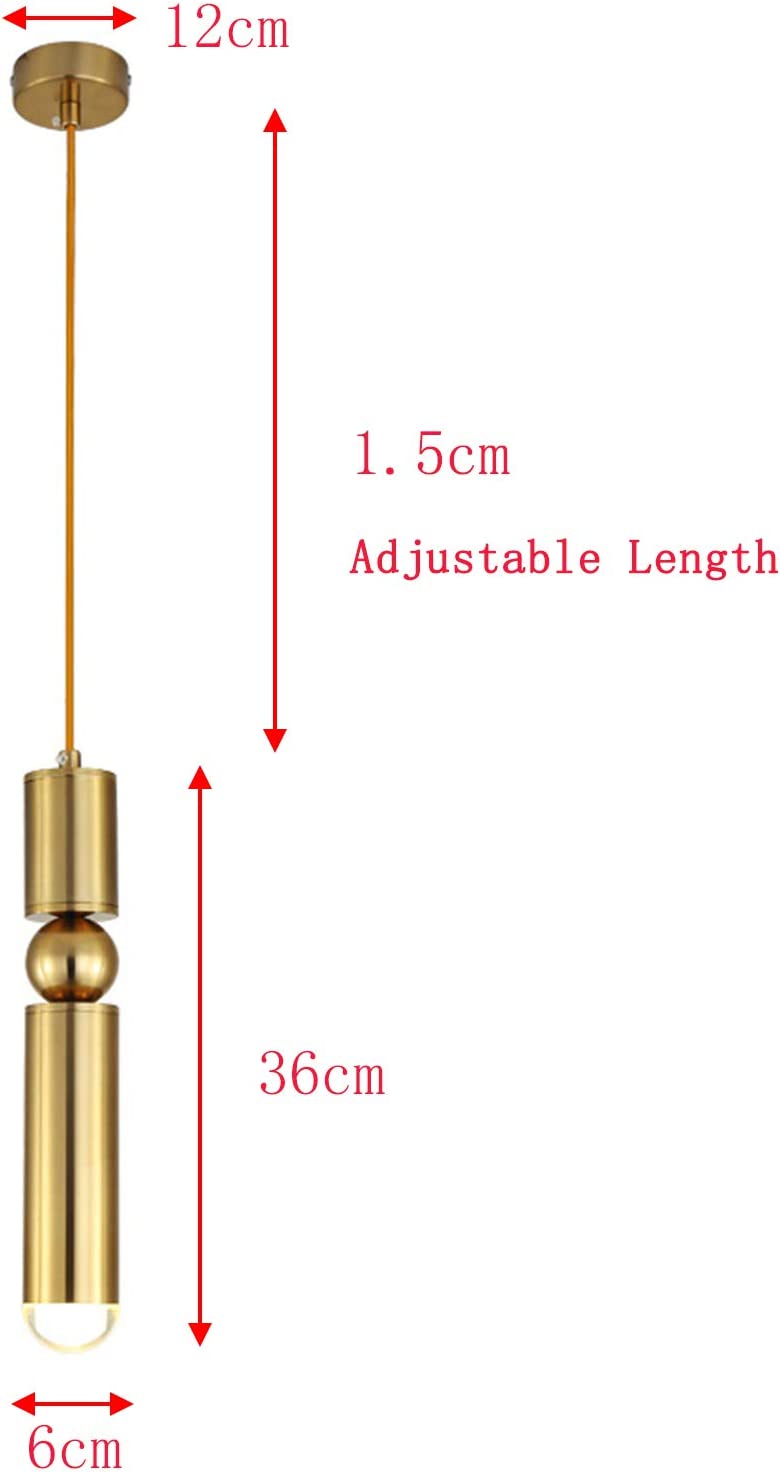 Dia 6CM L36CM E26 LED Gold Modern Nordic Acrylic Pendant Light Fixtures Dinning Room Hanging Lights Ceiling Adjustable Holder Spotlight for Kitchen Island Lighting