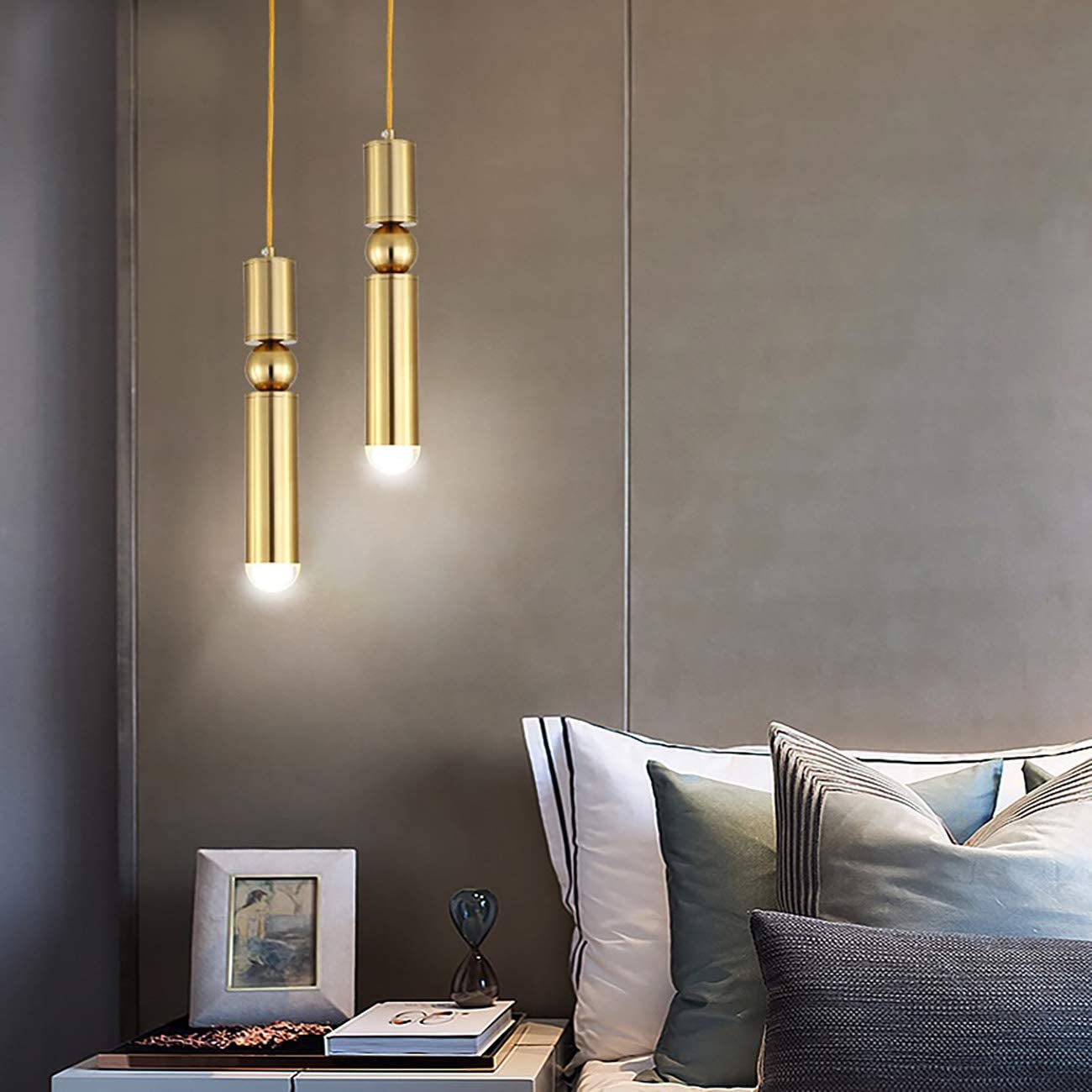 Dia 6CM L36CM E26 LED Gold Modern Nordic Acrylic Pendant Light Fixtures Dinning Room Hanging Lights Ceiling Adjustable Holder Spotlight for Kitchen Island Lighting