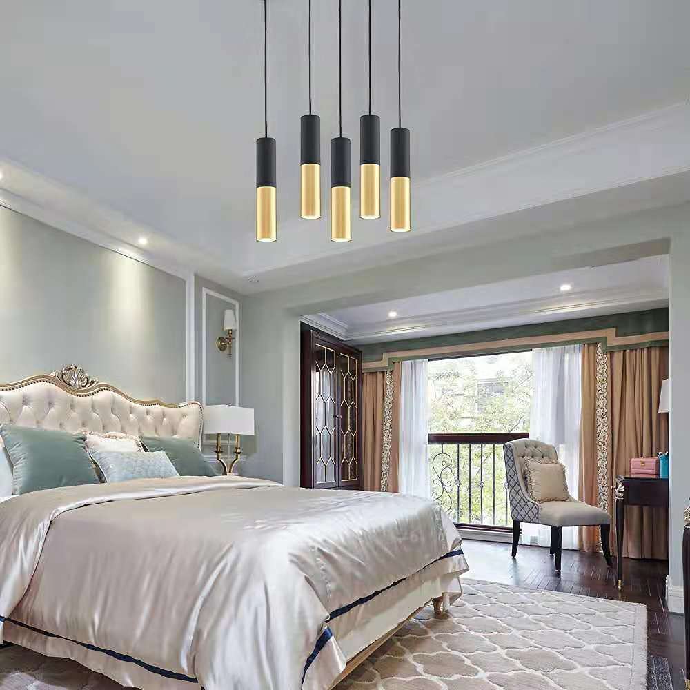GU10 Dia 6CM L30CM Black Gold Kitchen Island Pendant Light Adjustable Height Mini Modern Black Hang Lamp for Dining Room, Bar, Coffee, Shop, Farmhouse