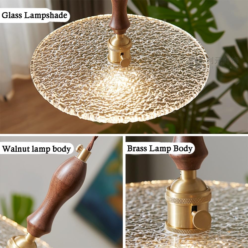 Nordic Japanese Pendant Lights E27 Glass Lampshade Creative Retro Restaurant Bar Kitchen Island Walnut Chandelier Adjustable 20cm Ceiling Hanging Lights