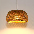 12'' Boho Rattan Pendant Light Fixture,E27 Hardwired Ceiling Hanging Light, Pendant Lighting Bamboo Wicker Chandelier Hanging Lamp for Kitchen Island Living Room Dining Room