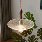 Nordic Japanese Pendant Lights E27 Glass Lampshade Creative Retro Restaurant Bar Kitchen Island Walnut Chandelier Adjustable 20cm Ceiling Hanging Lights