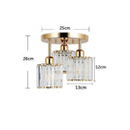 3-Light Modern Gold Crystal Semi-Flush Mount Ceiling Fixture - Adjustable Hanging Pendant Light with E26 Base for Bedroom, Living Room, Dining Room, Hallway