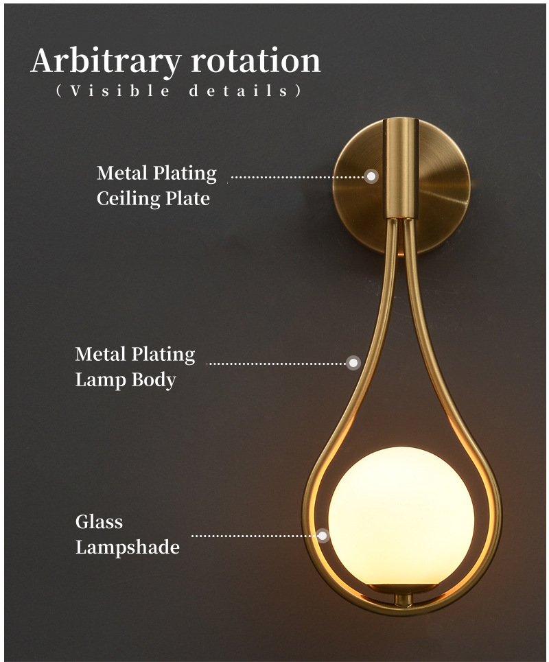 G9 Modern Wall Lamp with Milky Glass Shade, Industrial Brass Gold Globe Wall Sconce Lamp, Indoor Hardwire Hanging Wall Light Fixtures for Bedroom, Living Room, Bathroom