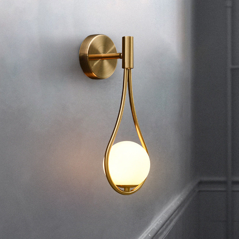 G9 Modern Wall Lamp with Milky Glass Shade, Industrial Brass Gold Globe Wall Sconce Lamp, Indoor Hardwire Hanging Wall Light Fixtures for Bedroom, Living Room, Bathroom