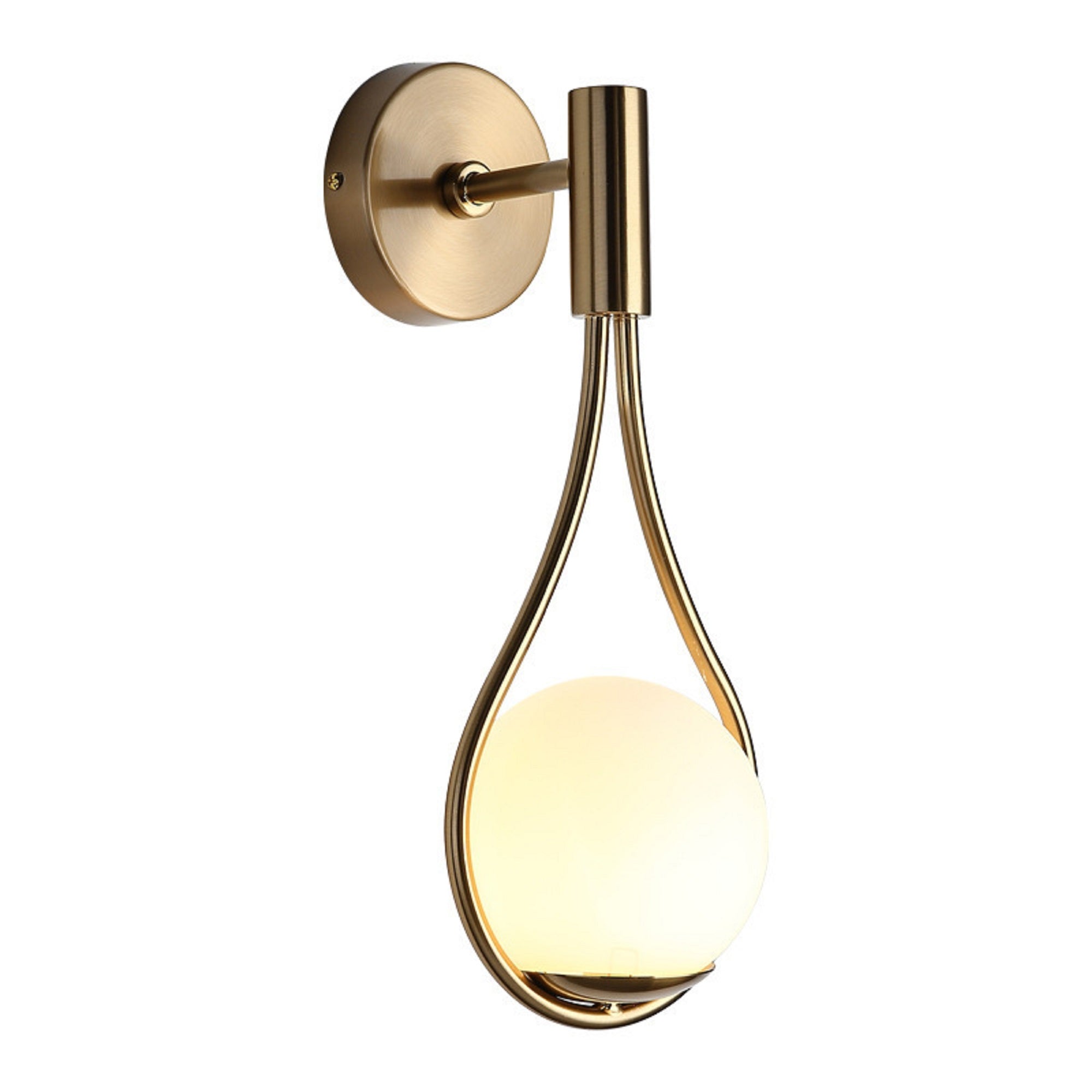 G9 Modern Wall Lamp with Milky Glass Shade, Industrial Brass Gold Globe Wall Sconce Lamp, Indoor Hardwire Hanging Wall Light Fixtures for Bedroom, Living Room, Bathroom