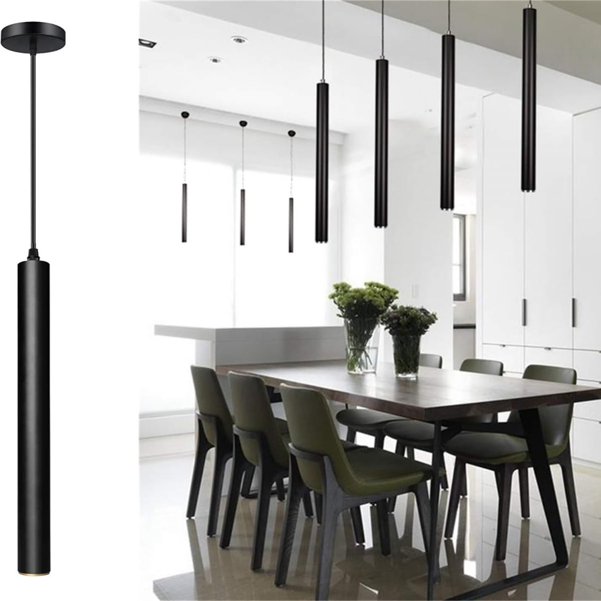 110V 12w 3000k Dia 5CM L40CM Tube LED COB Modern Pendant Lights Spot Light Downlight Hanging Lamp for Kitchen Island Dining Room Bar Counter Shop
