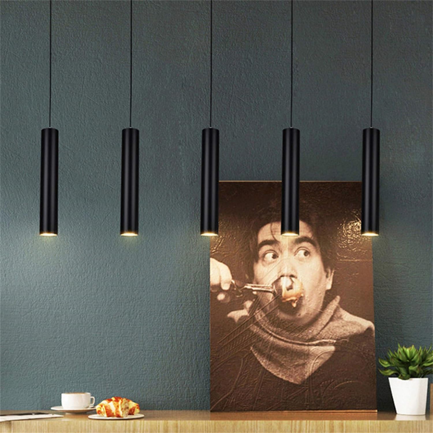 110V 12w 3000k Dia 5CM L40CM Tube LED COB Modern Pendant Lights Spot Light Downlight Hanging Lamp for Kitchen Island Dining Room Bar Counter Shop
